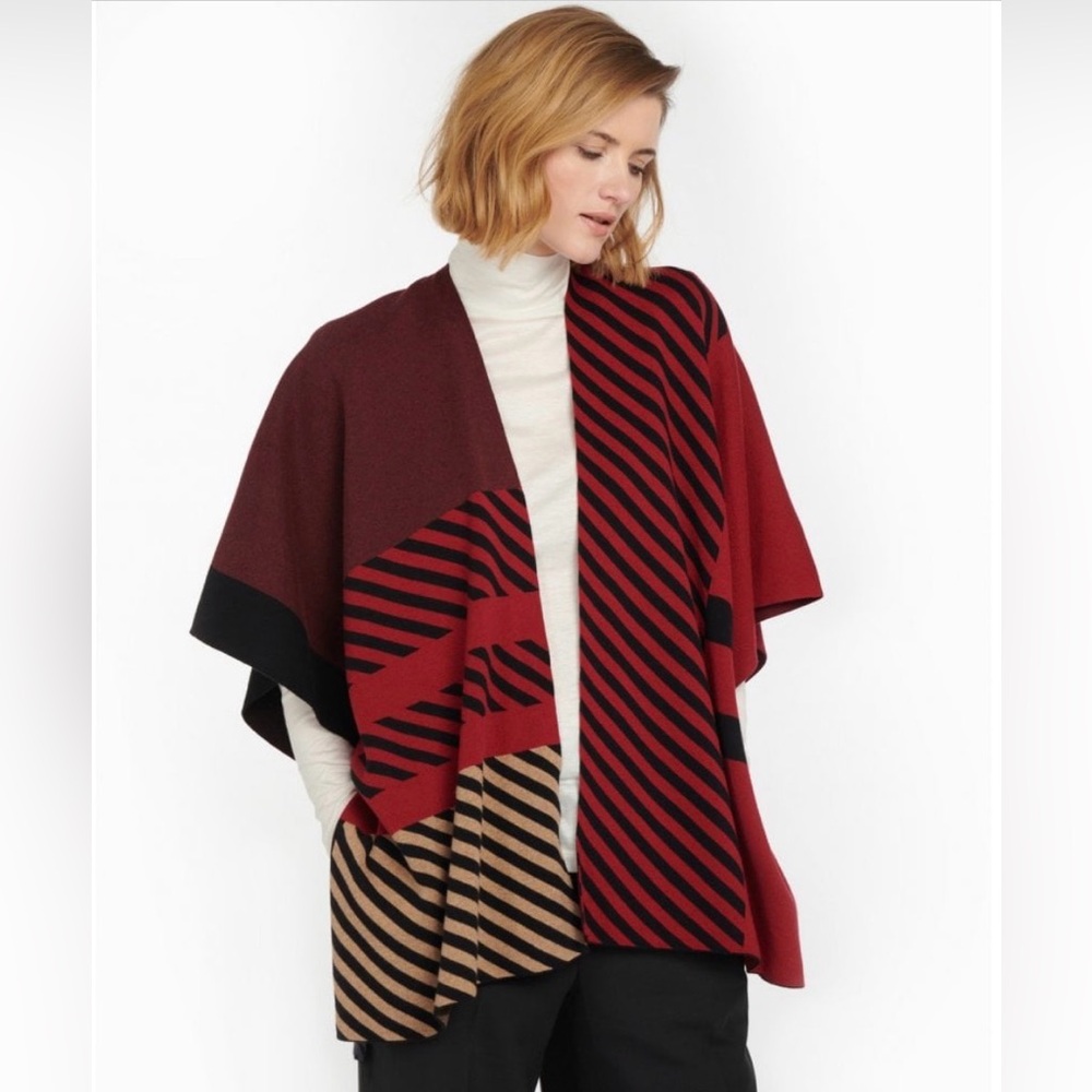 Barbour Martine Cotton Cape O/S Crimson Tartan Plaid Poncho Wrap Shaw - Picture 3 of 7